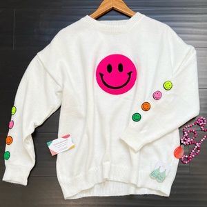 Smiley Patch Pullover Sweater